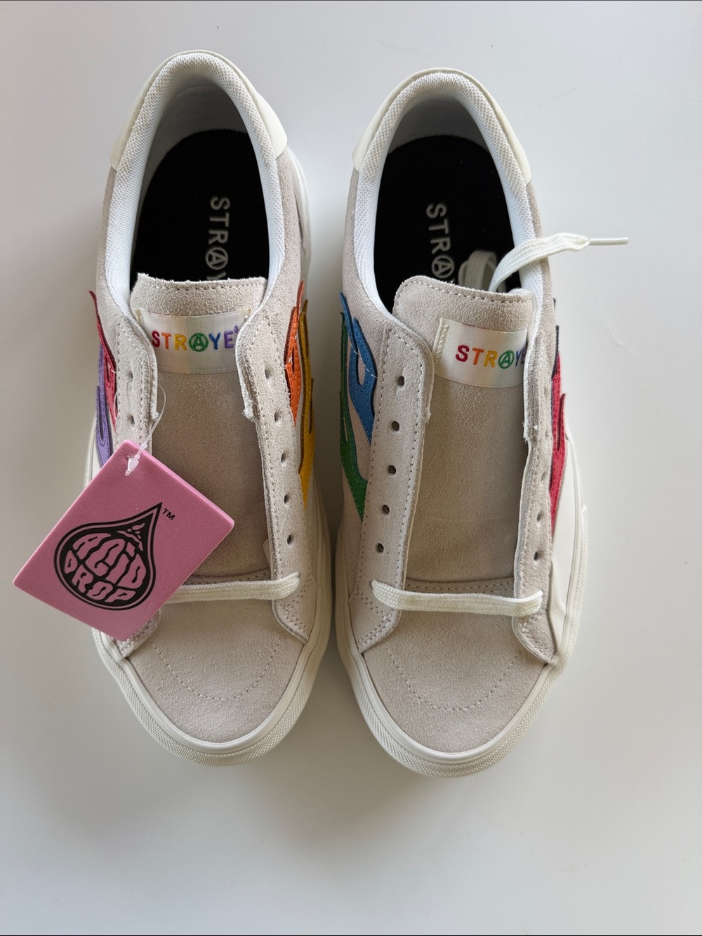 Straye Logan / Cream Suede Rainbow Sneakers 11 men/ 12.5 women
